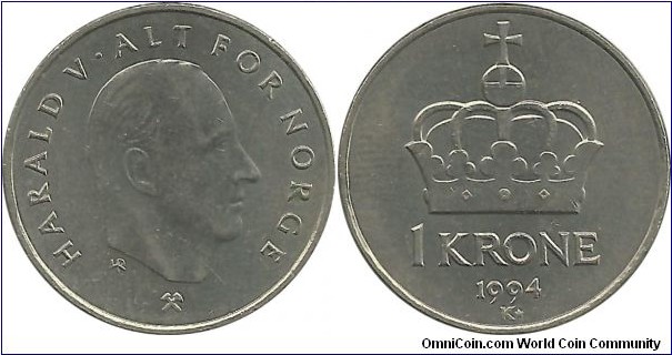 Norway 1 Krone 1994 - King Harald V