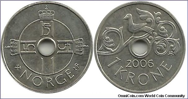 Norway 1 Krone 2006 - King Harald V - with different mint marks