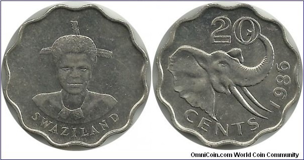 Swaziland 20 Cents 1986 - Queen Dzeliwe (Regent)