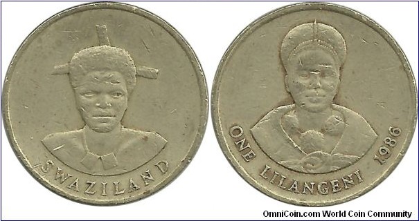 Swaziland 1 Lilangeni 1986 - Queen Dzeliwe (Regent)
