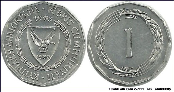 Cyprus-Republic 1 Mil 1963