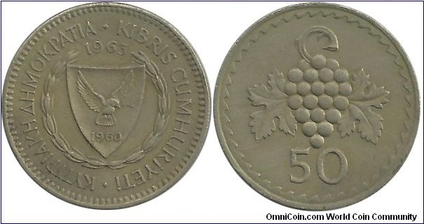 Cyprus-Republic 50 Mils 1963