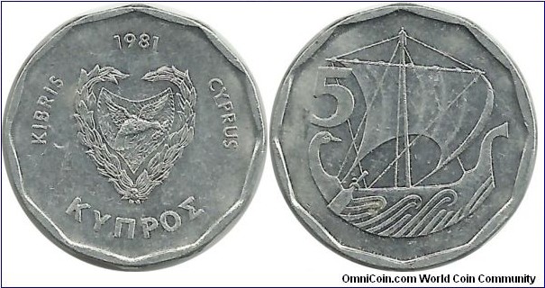 Cyprus-Republic 5 Mils 1981