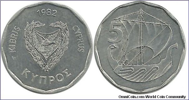 Cyprus-Republic 5 Mils 1982