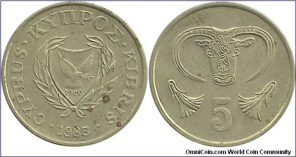 Cyprus-Republic 5 Cents 1983