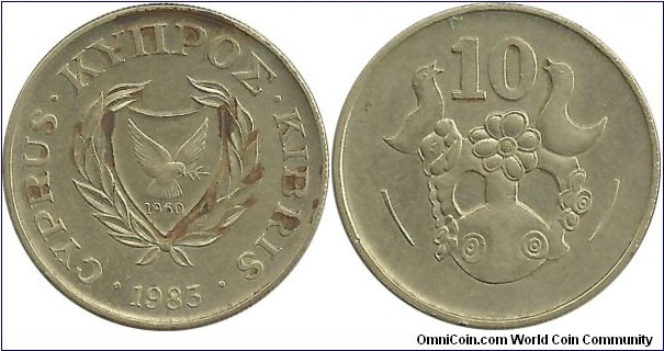 Cyprus-Republic 10 Cents 1983