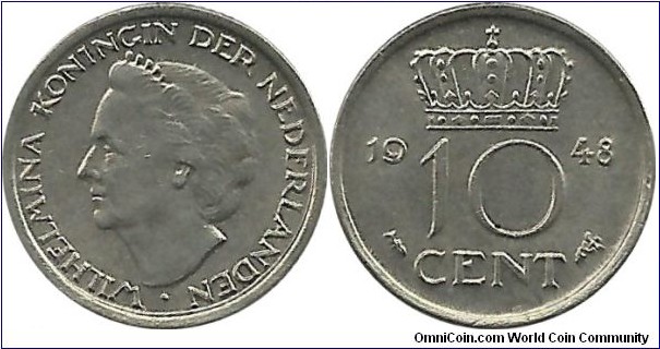 Nederlands 10 Cent 1948