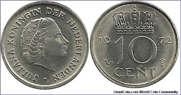 Nederlands 10 Cent 1972 - PrivyMark = Cock