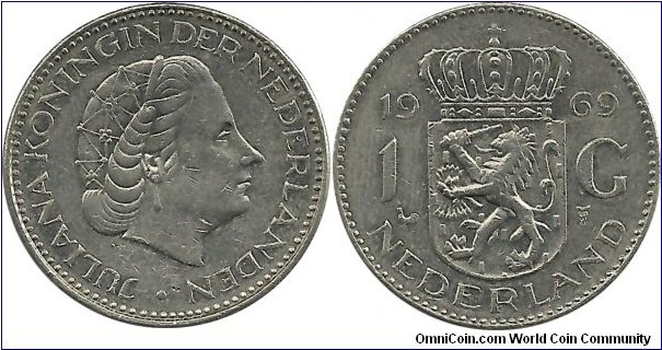 Nederlands 1 Gulden 1969 - PrivyMark = Cock