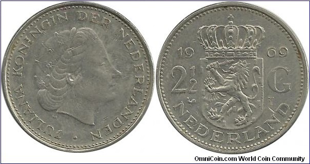 Nederlands 2½ Gulden 1969 - PrivyMark = Cock