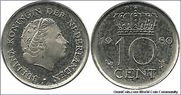 Nederlands 10 Cent 1980 - PrivyMark = Cock and Star