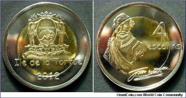 Turtle Island (Tortuga) 4 escalins. 2012, Fantasy coin. Bimetal.