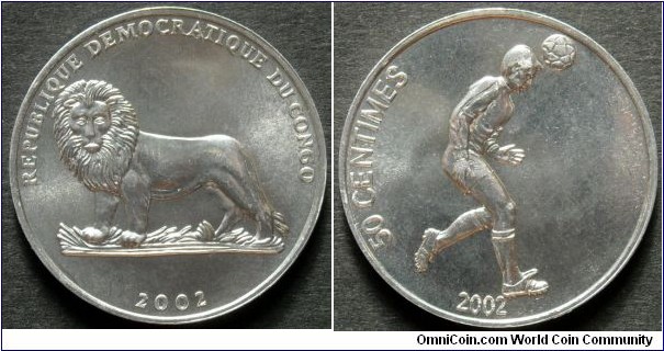 Democratic Republic of Congo 50 centimes. 2002, Aluminum.
