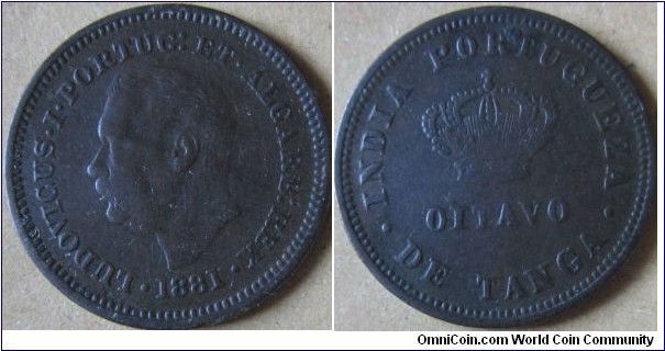 1881 1/8 tanga, portugese india