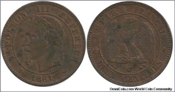 France 2 Centimes 1861K