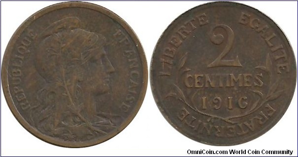 France 2 Centimes 1916