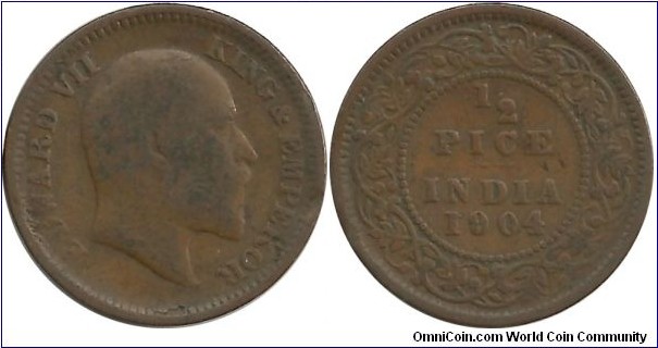 India-British ½ Pice 1904