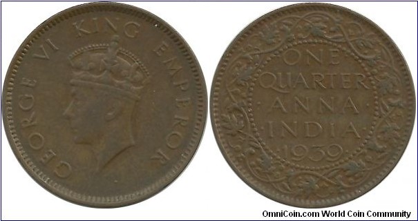 India-British ¼ Anna 1939