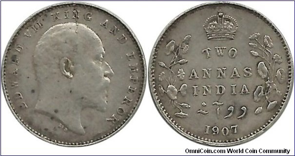 India-British 2 Annas 1907