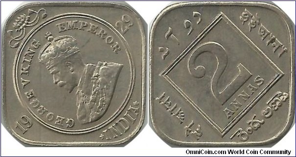 India-British 2 Annas 1929(C)