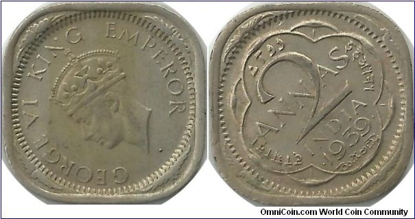 India-British 2 Annas 1939(B)