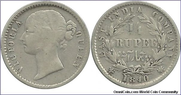 India-British ¼ Rupee 1840(m) Madras mint