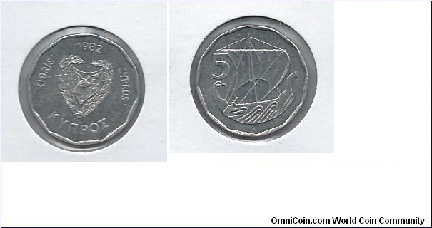 Cyprus 5 Mils 1982