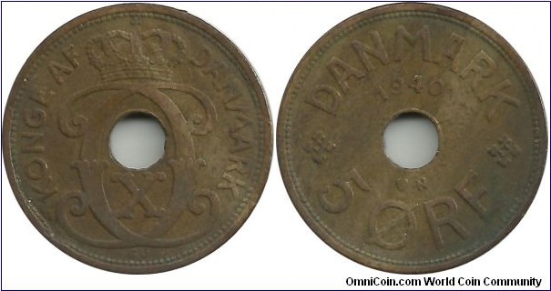 Denmark 5 Øre 1940