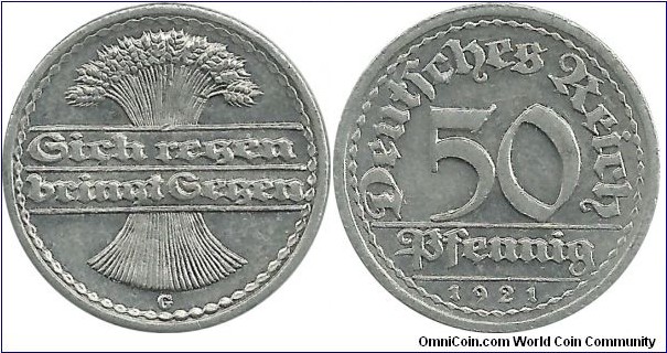 Germany 50 Pfennig 1921G