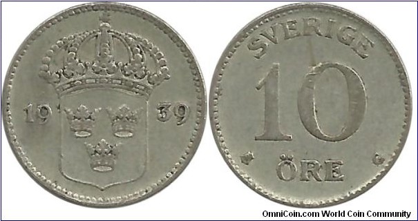 Sweden 10 Öre 1939