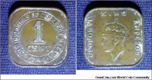 Commissioners of currency of Malaya King George VI 1 cent