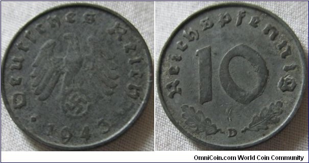 1943 10 pfennig Munich mint