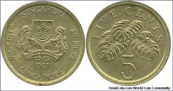 Singapore 5 Cents 1987
