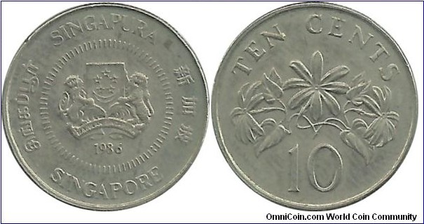 Singapore 10 Cents 1986