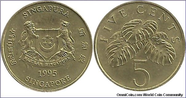 Singapore 5 Cents 1995