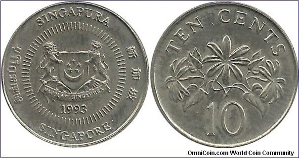 Singapore 10 Cents 1993