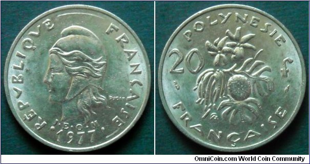 French Polynesia 20 francs.
1977 (I.E.O.M)