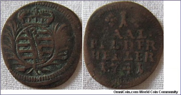 1741 1 Heller from Saxe-Coburg-Saalfeld
