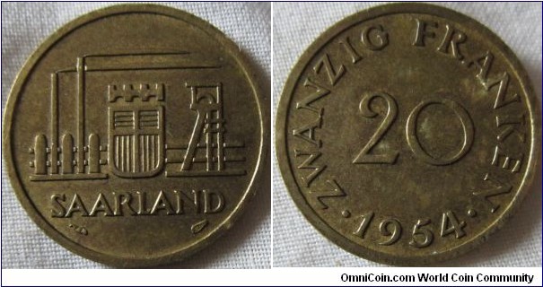 1954 saarland 20 frank