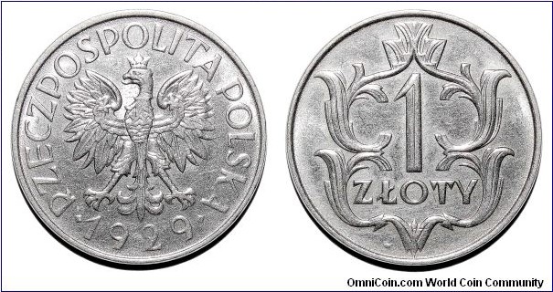 POLAND (2nd REPUBLIC)~1 Zloty 1929.