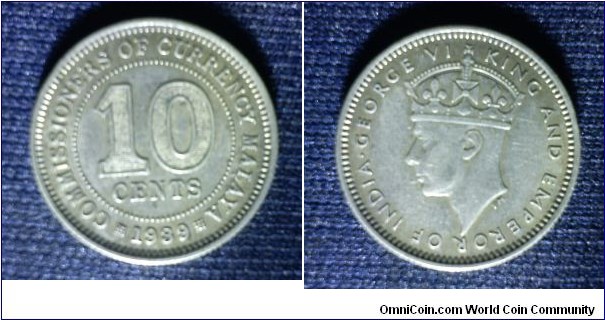 Commissioners of currency of Malaya King George VI 10 cents