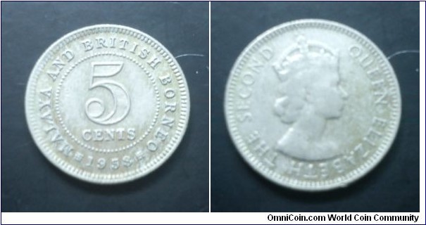 Malaya and British Borneo Queen Elizabeth II 5 cents