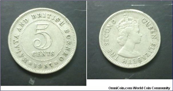Malaya and British Borneo Queen Elizabeth II 5 cents