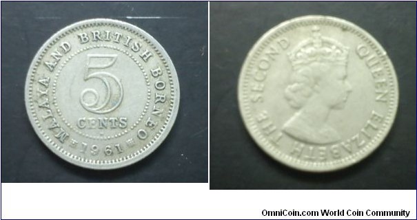 Malaya and British Borneo Queen Elizabeth II 5 cents