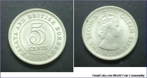 Malaya and British Borneo Queen Elizabeth II 5 cents