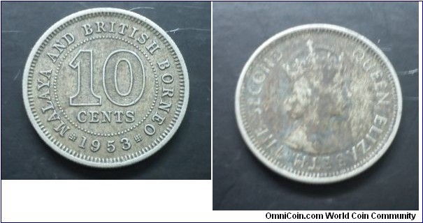 Malaya and British Borneo Queen Elizabeth II 10 cents