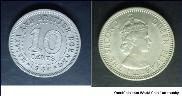 Malaya and British Borneo Queen Elizabeth II 10 cents