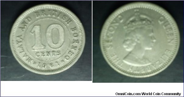 Malaya and British Borneo Queen Elizabeth II 10 cents