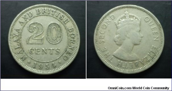 Malaya and British Borneo Queen Elizabeth II 20 cents