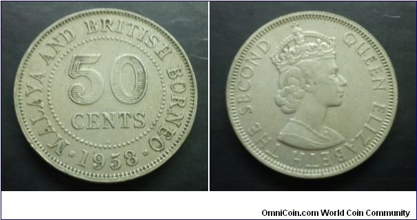Malaya and British Borneo Queen Elizabeth II 50 cents